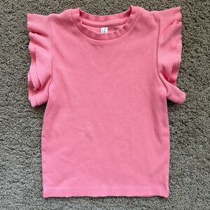 Franki (by Francesca's) Sleeveless Ribbed Ruffle Tee Pink Girls 14